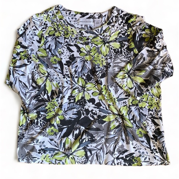 ALFRED DUNNER Blouse Floral Print 3/4 Sleeve Embellished Top - Picture 3 of 9